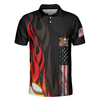 Flame Baseball Skull Polo Shirt, Baseball American Flag Polo Shirt, Best Baseball Shirt For Men - Hyperfavor