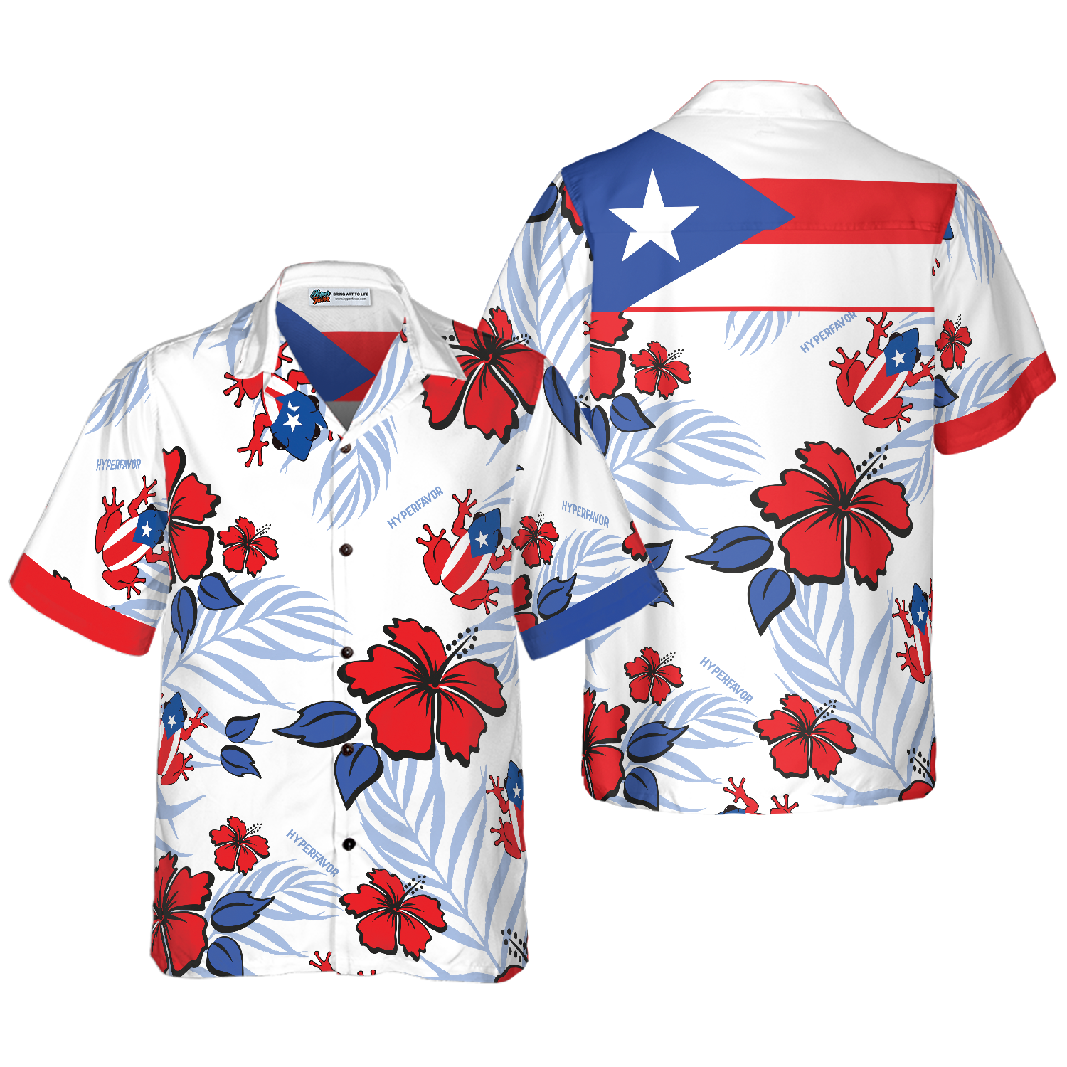 Puerto Rico Common Coquí Flag Hawaiian Shirt - Hyperfavor
