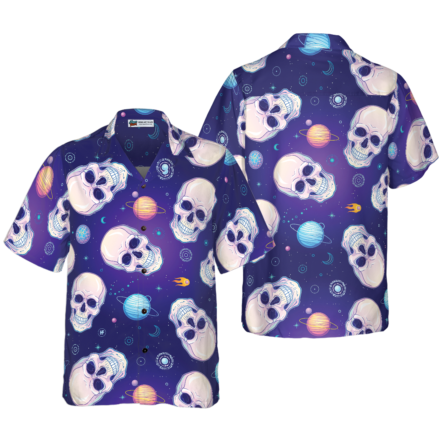 Skull Planets Outta Space Hawaiian Shirt - Hyperfavor
