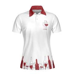 Golfing From Nine To Wine Golf Girl V2 Short Sleeve Women Polo Shirt, White And Red Golf Polo Shirt, Golf Shirt For Wine Lovers - Hyperfavor