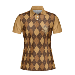 Golf Is My Favourite Season Golf Short Sleeve Women Polo Shirt, Brown Argyle Pattern Golf Polo Shirt For Ladies - Hyperfavor