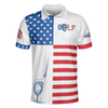 Horizontal Stripes Pattern Short Sleeve Golf Polo Shirt, American Flag Polo Shirt, Patriotic Golf Shirt For Men - Hyperfavor