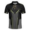 Strike Black And Golden Pattern Bowling Short Sleeve Polo Shirt, Digital Polo Shirt, Best Bowling Shirt For Men - Hyperfavor