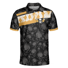 Golf & Beer Is My Therapy Polo Shirt, Skull Beer Drinking Golf Shirt Design, Best Golf Shirt For Male Golfers - Hyperfavor