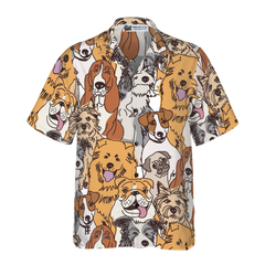 Group Dogs Seamless Pattern Hawaiian Shirt - Hyperfavor