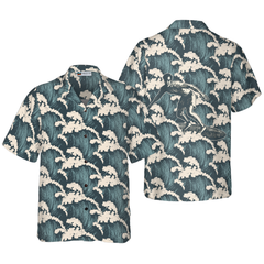 Surfer And Ocean Waves Vintage Hawaiian Shirt - Hyperfavor