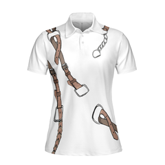 Bridle Print Polo Shirt In White Short Sleeve Women Polo Shirt - Hyperfavor