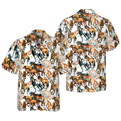 Running Wild Horse With Tribal Texture Hawaiian Shirt - Hyperfavor