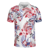 Seamless Tropical Pattern Golf Skull America V2 Polo Shirt, Texas Bluebonnet Golf Shirt For Men - Hyperfavor