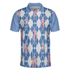 Blue Hot Golf Short Sleeve Polo Shirt, Argyle Pattern Fun Golf Shirt For Men - Hyperfavor