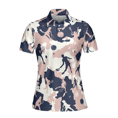 Pink Camouflage Tennis Girl V2 Short Sleeve Women Polo Shirt, Camo Tennis Shirt For Ladies - Hyperfavor