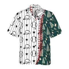 Hyperfavor Christmas Hawaiian Shirts, Baseball Pattern Shirt Short Sleeve, Christmas Shirt Idea Gift For Men And Women - Hyperfavor