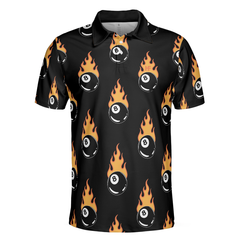 Flaming Billiard 8 Ball Polo Shirt, Basic Billiards Shirt Design For Men, Gift Idea For Billiards Lovers - Hyperfavor