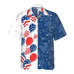 Hyperfavor Christmas USA Balloons Pattern Hawaiian shirt, Christmas Shirts Short Sleeve Button Down Shirt For Men And Women - Hyperfavor