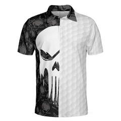 Bad Day Of Golf Polo Shirt, Black And White Skull Golf Shirt For Golfers, Funny Golf Shirt With Sayings - Hyperfavor