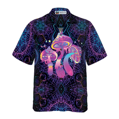 Magic Mushrooms Over Sacred Geometry Hawaiian Shirt - Hyperfavor