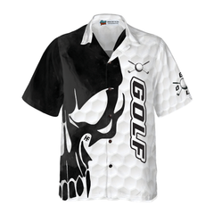 Golf Texture And Black Skull Hawaiian Shirt - Hyperfavor