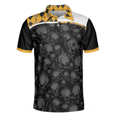 All You Need Is Beer & Golf Polo Shirt, Black And Yellow Argyle Pattern Golf Shirt For Men, Skull Golf Shirt - Hyperfavor