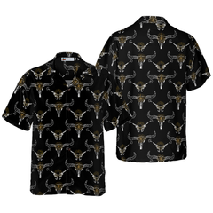 Longhorn Skull And Gun Hawaiian Shirt - Hyperfavor