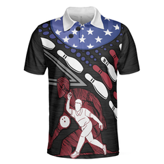 I Play Bowling Because I Like It Not Because I'm Good At It Polo Shirt, American Flag Bowling Shirt For Men - Hyperfavor