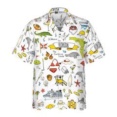 Florida In Hand Drawn Doodle Style USA Hawaiian Shirt - Hyperfavor