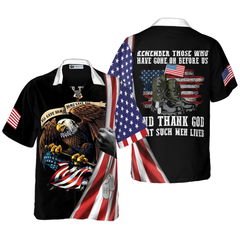 Remember Veterans And Thank God Hawaiian Shirt - Hyperfavor