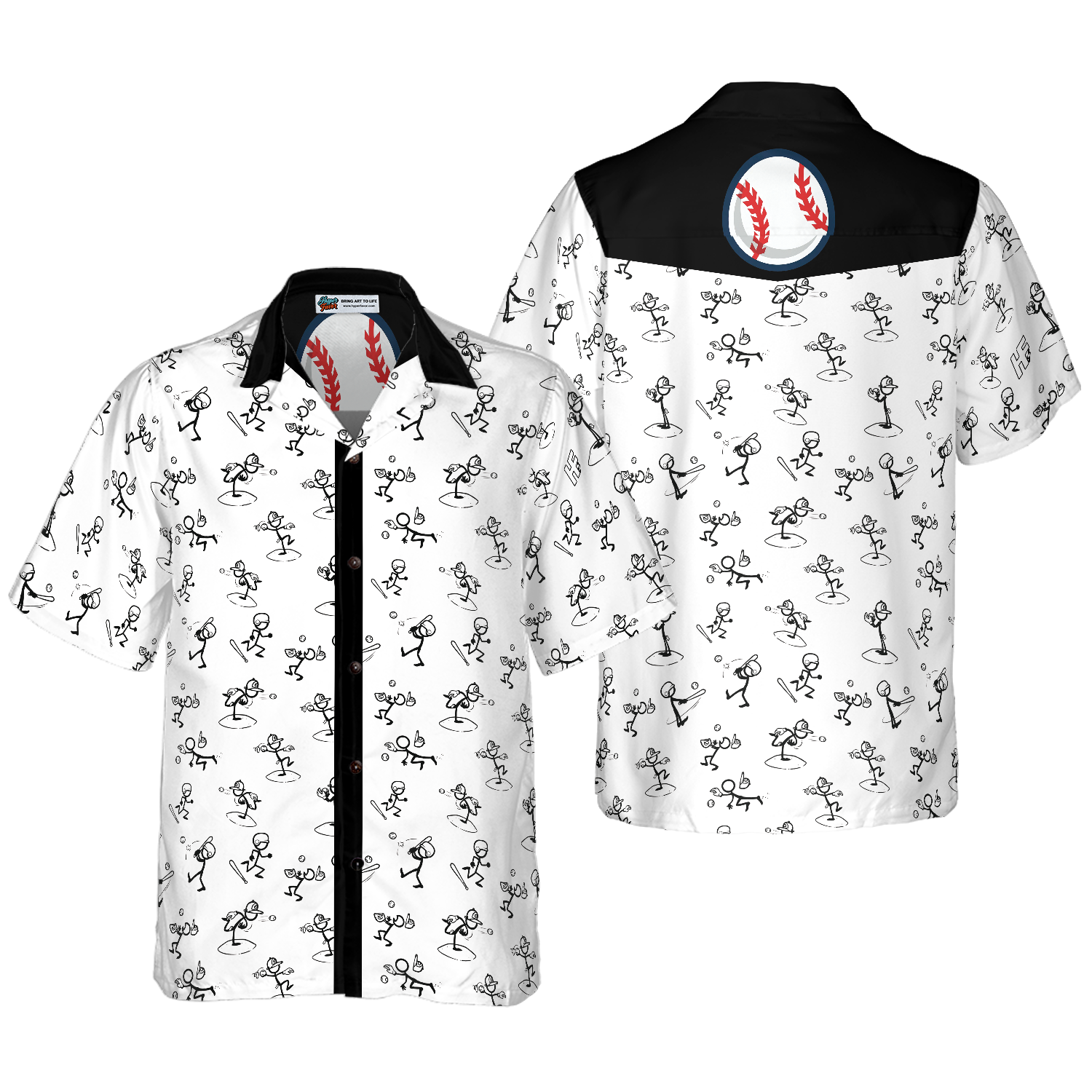 Stickfigures Playing Baseball Hawaiian Shirt - Hyperfavor