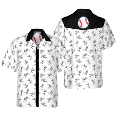 Stickfigures Playing Baseball Hawaiian Shirt - Hyperfavor