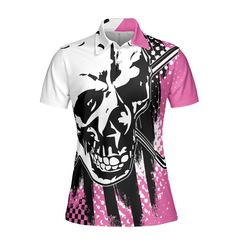 Blade Ladies Golf Pink Short Sleeve Women Polo Shirt, Skull Golf Shirt For Women, Unique Female Goff Gift - Hyperfavor