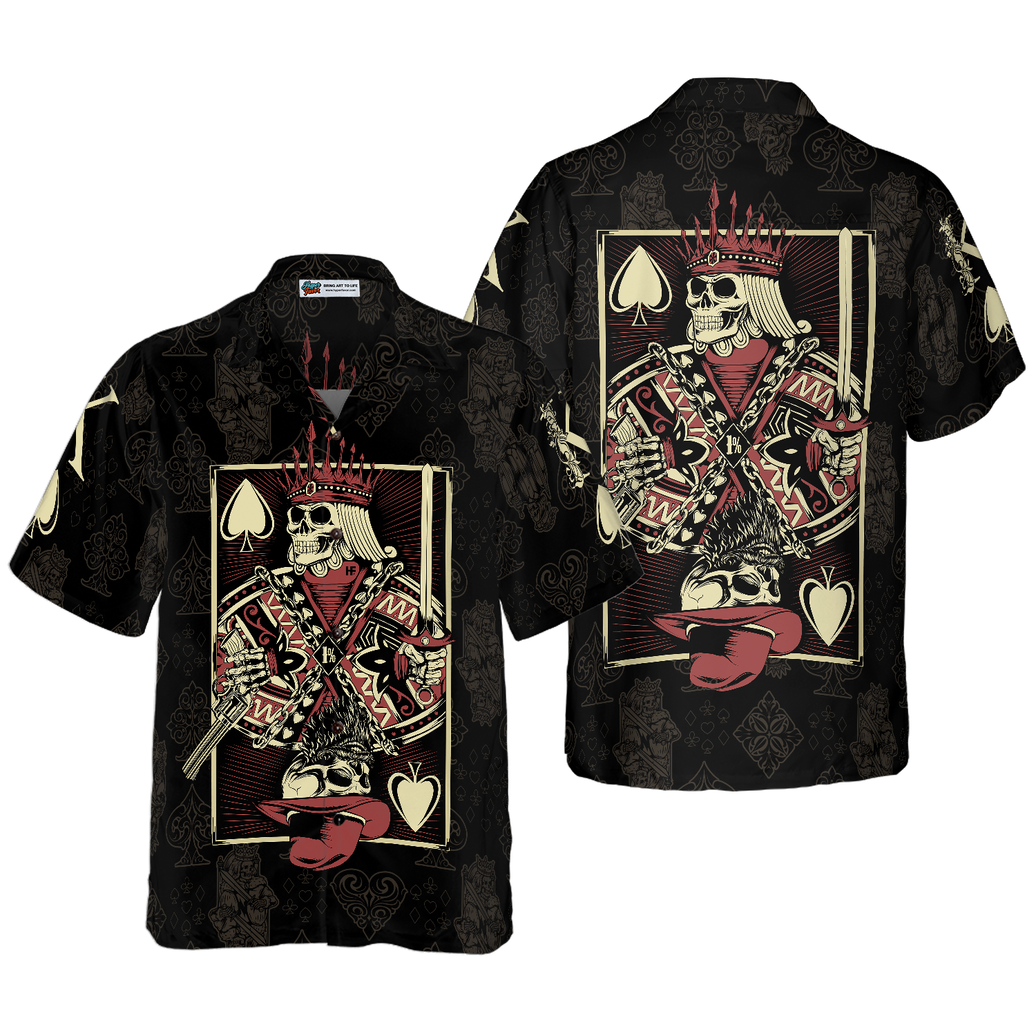 Skull King Of Spades Card Hawaiian Shirt - Hyperfavor
