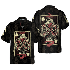 Skull King Of Spades Card Hawaiian Shirt - Hyperfavor