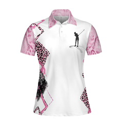 Golf Girls Are Cooler Leopard Pattern Short Sleeve Women Polo Shirt, Pink Argyle Pattern Golf Shirt For Ladies - Hyperfavor