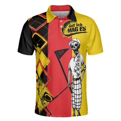 Golf Ich Mag Es German Flag Short Sleeve Polo Shirt, White Argyle Pattern Skeleton Golfing Polo Shirt, Best Golf Shirt For Men - Hyperfavor