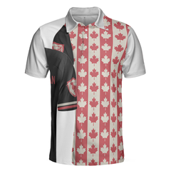 Canadian Golf Flag Polo Shirt, Simple Golfing Shirt Design For Canadian Fans, Best Male Golf Gift Idea - Hyperfavor