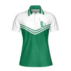 I Play Pool Like A Girl Try To Keep Up Short Sleeve Women Polo Shirt, White And Green Billiards Shirt For Ladies - Hyperfavor