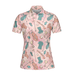 Pink And Elegant Seamless Pattern Golf Short Sleeve Women Polo Shirt - Hyperfavor
