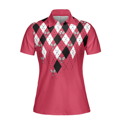 Tennis Shirt With Argyle Pattern Short Sleeve Women Polo Shirt - Hyperfavor