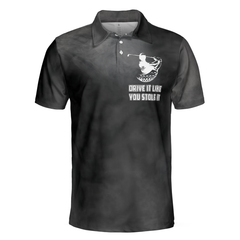 Swing Thoughts Short Sleeve Golf Polo Shirt, Black And Smoke Golfing Shirt, Funny Golf Shirt For Men - Hyperfavor