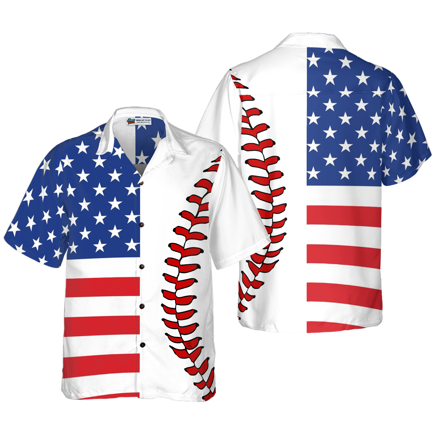 Baseball American Flag Hawaiian Shirt - Hyperfavor
