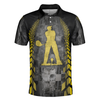 Golfer On Yellow Silhouette Polo Shirt, Checker Pattern Racing Polo Shirt, Best Golf Shirt For Men - Hyperfavor