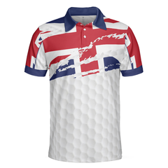 United Kingdom Flag Golf Texture Black Golfer Polo Shirt, Great Britain Jack Polo Shirt, UK Golf Shirt For Men - Hyperfavor