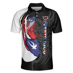 Coqui Puerto Rico Flag Polo Shirt, USA Shirt With Puerto Rico Flag, Puerto Rico State USA Shirt For Men And Women - Hyperfavor
