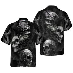 Luxury Skull Smoke Hawaiian Shirt - Hyperfavor
