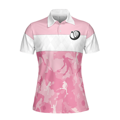 Queen Of The Court Short Sleeve Women Polo Shirt, White And Pink Shirt For Women, Unique Female Tennis Gift - Hyperfavor