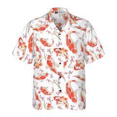 Koi Fish And Cherry Blossom Hawaiian Shirt - Hyperfavor