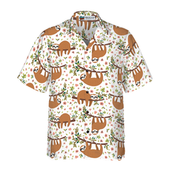 Cute Sloth On Tree Shirt For Men Hawaiian Shirt - Hyperfavor
