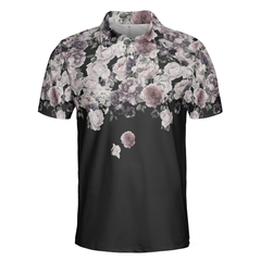 Pink And Purple Roses Polo Shirt, Roses Seamless Pattern Polo Shirt, Best Rose Themed Shirt For Adults - Hyperfavor