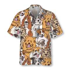 Group Dogs Seamless Pattern Hawaiian Shirt - Hyperfavor