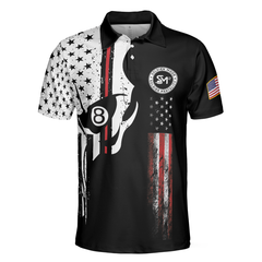 SM2 Skull Black And White American Flag Polo Shirt - Hyperfavor