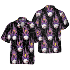 Softball With Hotrod Flame Hawaiian Shirt - Hyperfavor